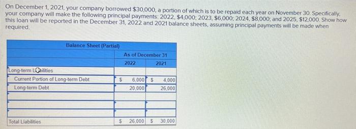 Company december borrowed show year repaid portion november each which solved has been assume problem transcribed text