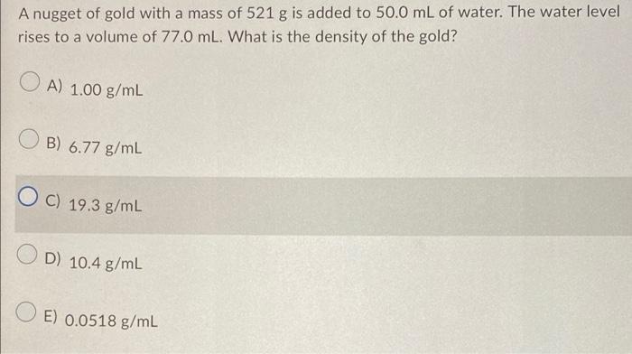 A nugget of gold with a mass of 521