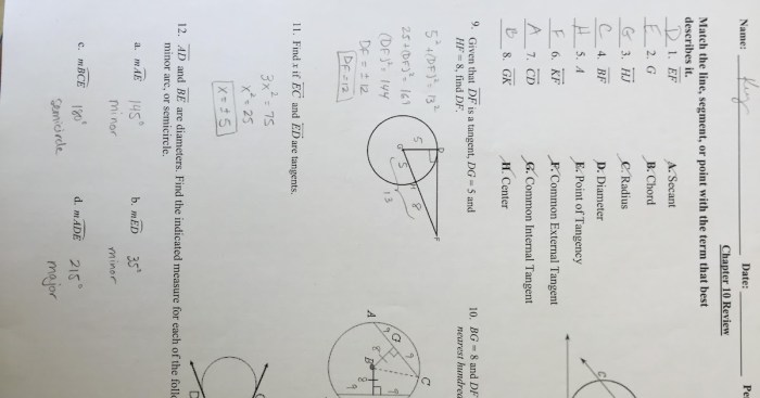 Geometry unit 10 circles quiz 10-2 answers