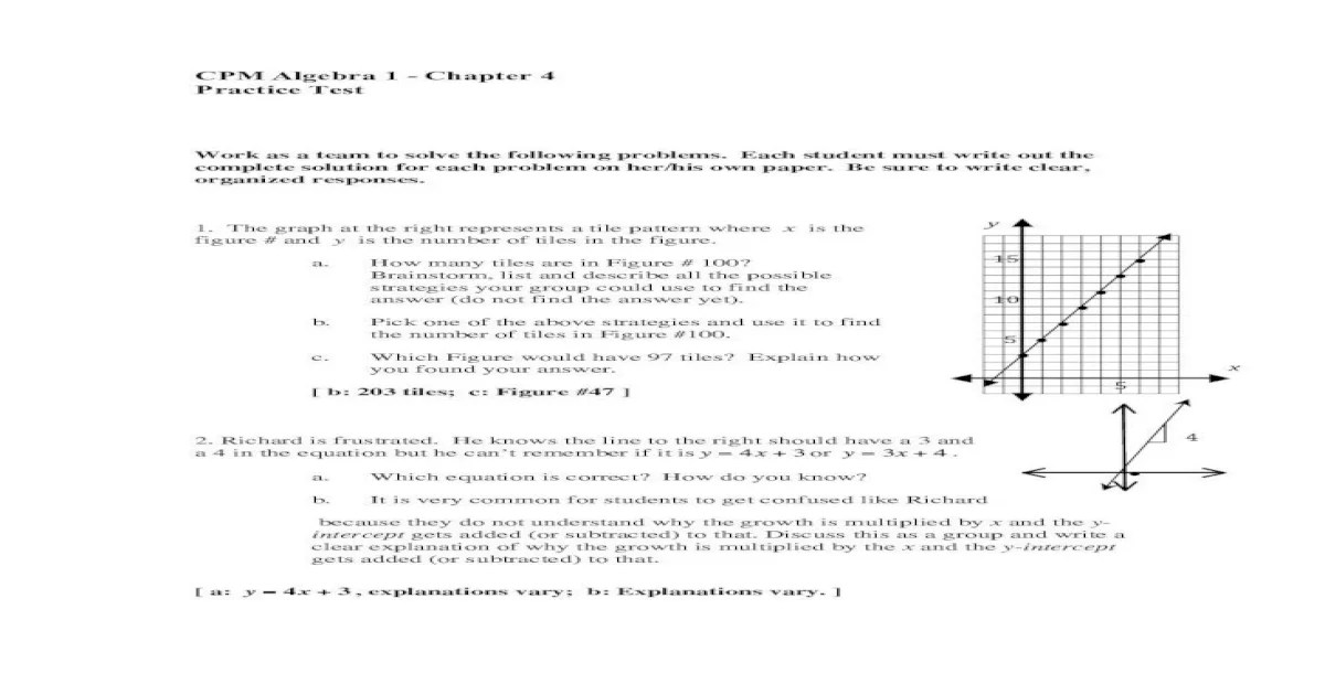 Cpm algebra 2 answer key pdf