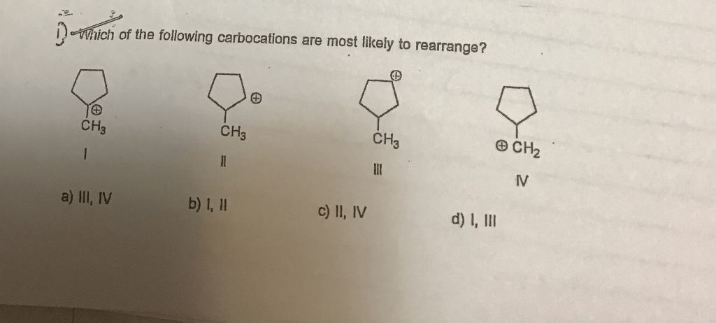 Carbocations likely rearrangement undergo